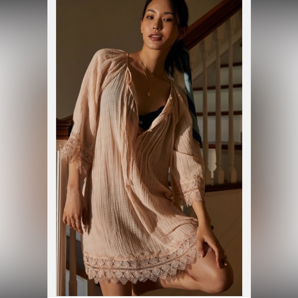 Anthropologie Lace Tunic Lounge Dress Size L